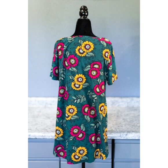 LuLaRoe Classic Tee Teal Floral Pattern, Size Large - Picture 4 of 5